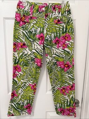 Mesmerize Floral Cropped Pants in Pink & Green